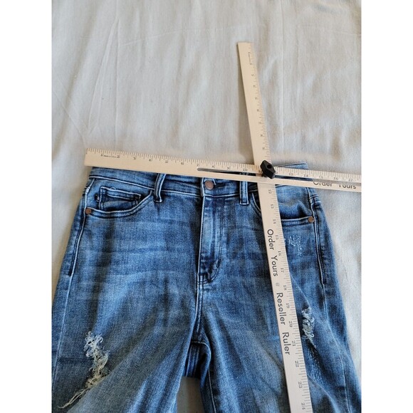 Judy Blue Womens 3 29x29 Jeans Boyfriend Mid Rise Distressed Stretch Logo Medium - Picture 7 of 16